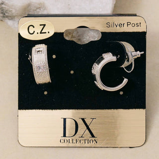 Studded CZ Wide Hoop Earrings