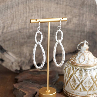 Hammered Oval Link Drop Earrings