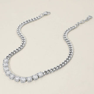 Round-Cut Solitaire CZ Stone Link Necklace