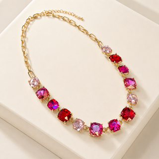 Cushion Cut Square Glass Crystal Necklace