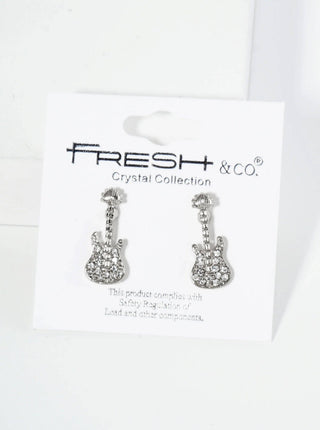 Pave Electric Guitar Stud Earrings
