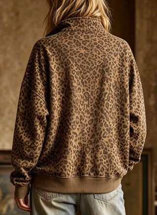 Leopard Print  Oversized Pullover Sweatshirt