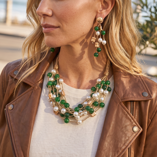 Coastal Green Pearl Earrings