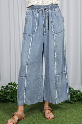 Washed Chambray Denim Crop