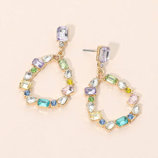 Stone Cluster Teardrop Earrings