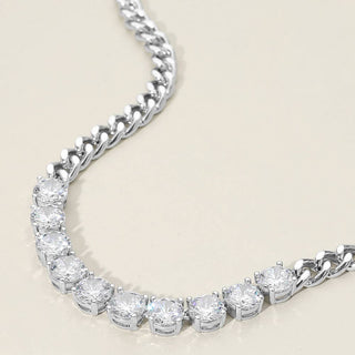 Round-Cut Solitaire CZ Stone Link Necklace