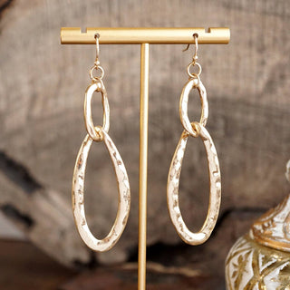 Hammered Oval Link Drop Earrings