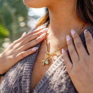 Gold Paperclip Carabiner Charm Holder Necklace