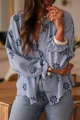 Printed Checkered  Button Shirt