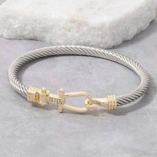 Two Tone Hook Bangle Bracelet