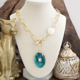 Marbled Acrylic Stone Lariat Necklace