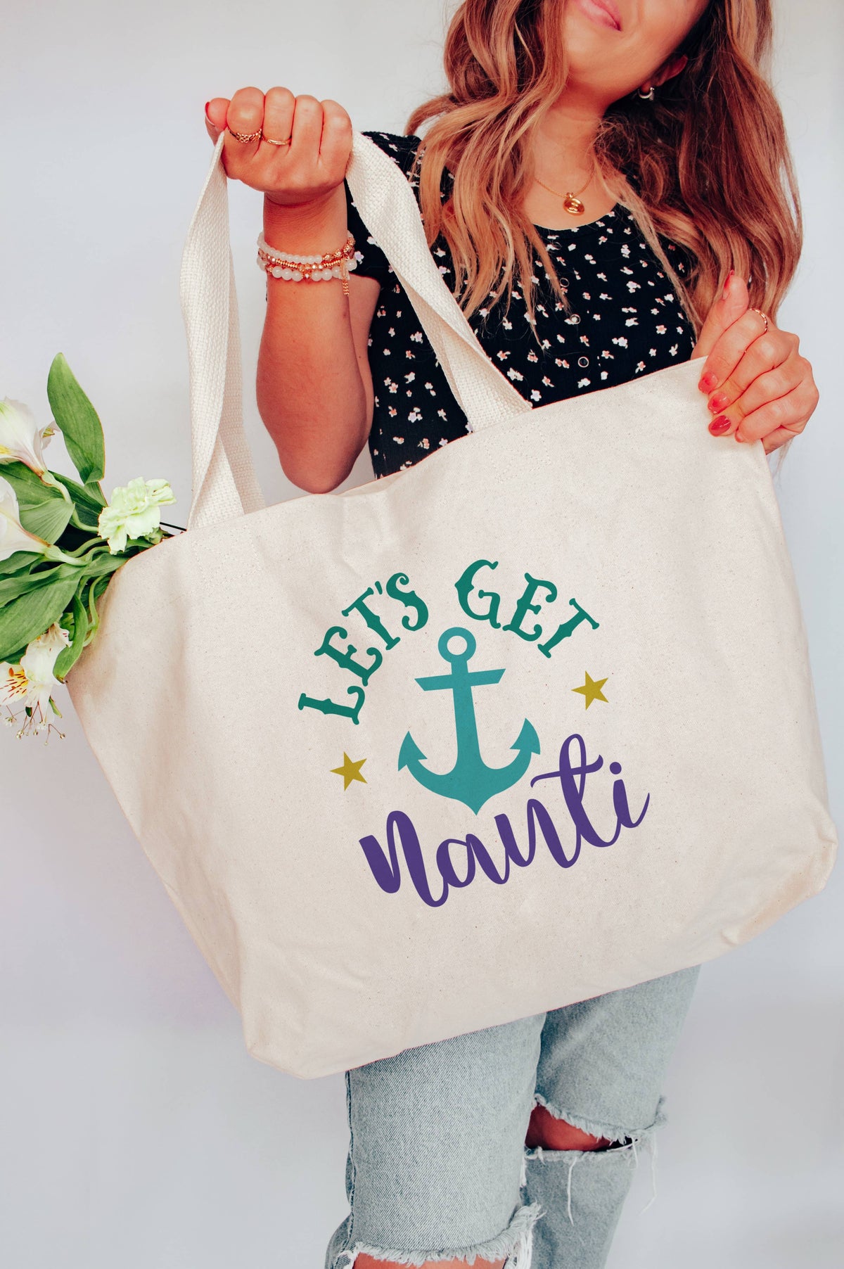 "Let's Get Nauti" Tote Bag