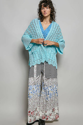 Short Sleeve Cable Acrylic Thin Sweater Cardigan
