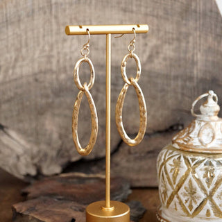 Hammered Oval Link Drop Earrings