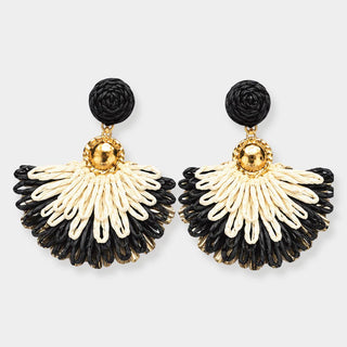 Raffia Fan Charm Dangle Earrings