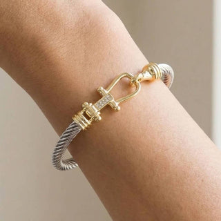Two Tone Hook Bangle Bracelet