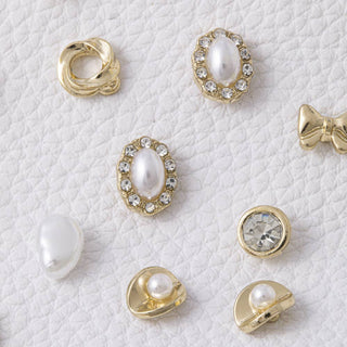 Pearl Bow And Moon Stud Earring Set