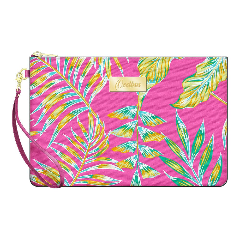 Green Fern Pink Wristlet