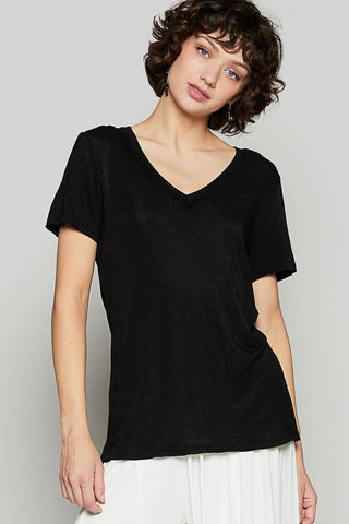 Jersey Stone Washed V-Neck Top