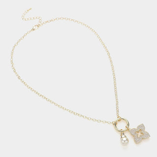 Clover Pearl Charm Pendant Necklace