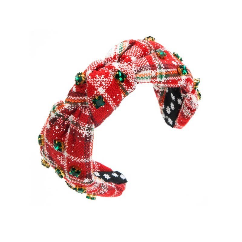 Plaid Rhinestone Christmas Headband