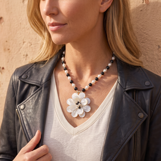 Coastal Mother of Pearl Flower Necklace