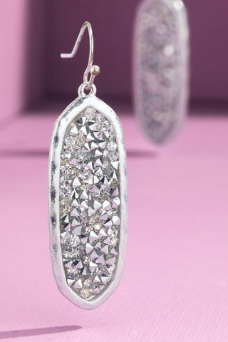 Oval Glitter Stone Earrings