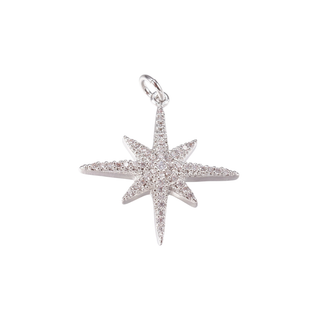 Silver Starburst Star Charm