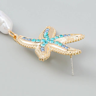 Starfish Earring w/ Dangle Pearl