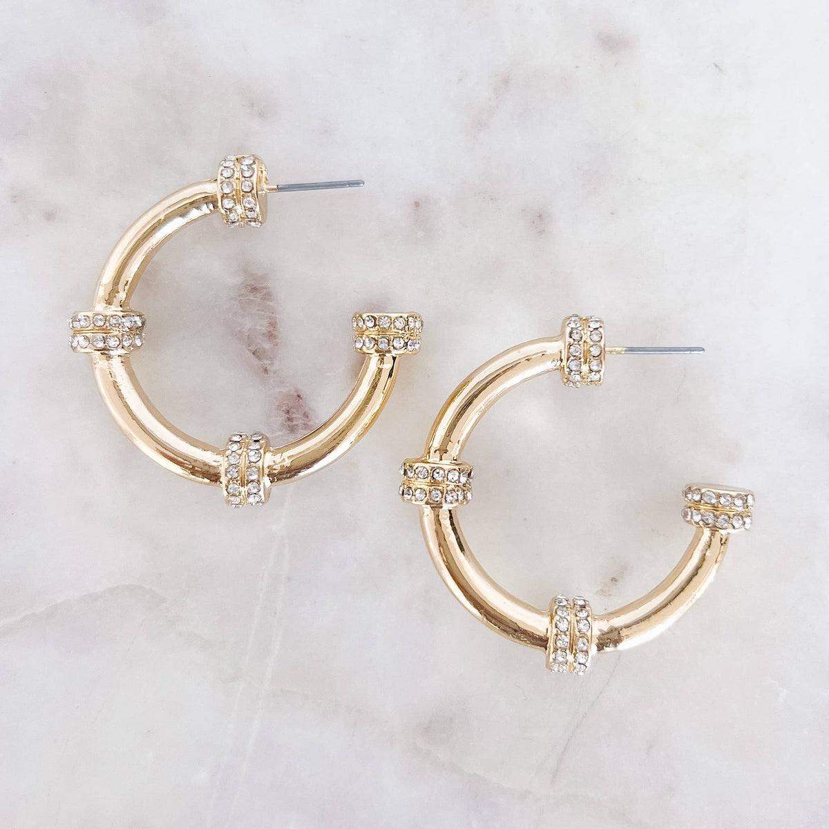 4 Ring Stone Hoop Earring