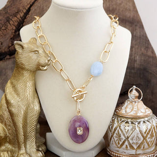 Marbled Acrylic Stone Lariat Necklace