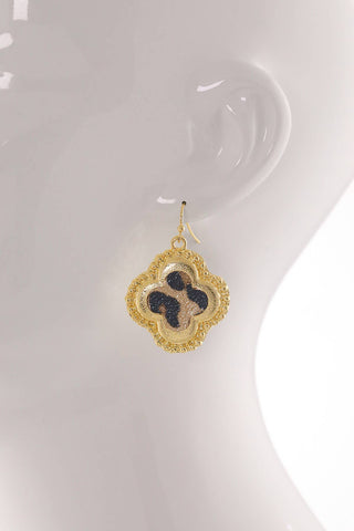 Animal Print Quatrefoil Drop Earring
