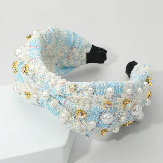 Pearl Stone Cluster Tweed Knot Headband