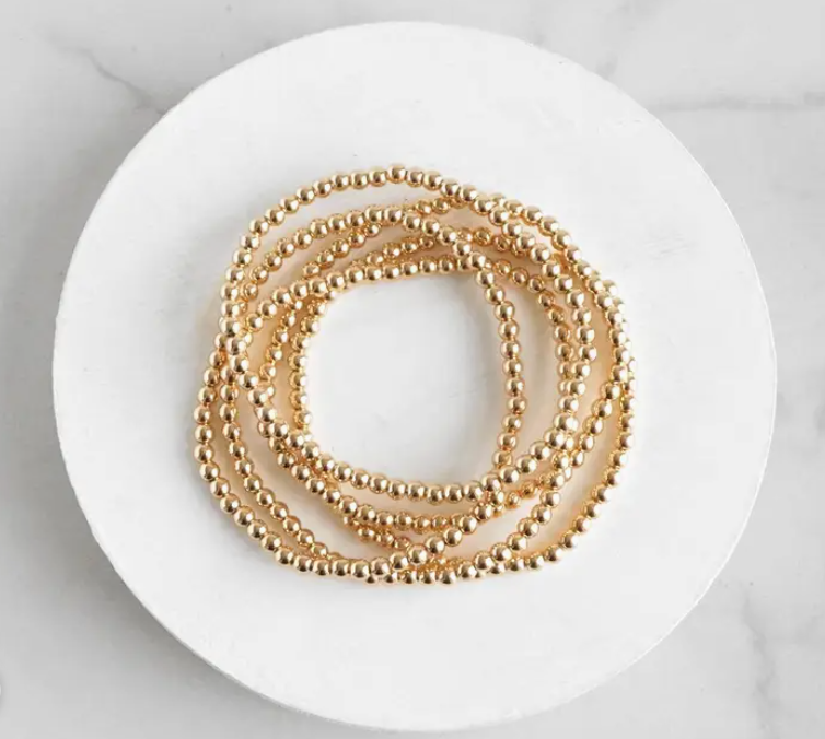 Gold Small Beaded Bracelet Stack