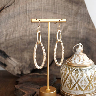 Hammered Oval Link Drop Earrings