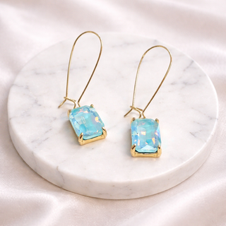 Midi Rectangle Glass Bead Dangle Earrings
