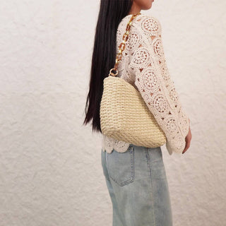 Solid Color Straw Bag