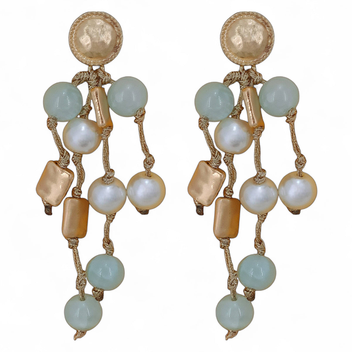 Coastal Beaded Pearl Earrings