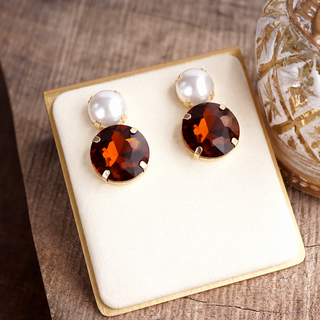 Large Crystal Pearl Statement Earrings