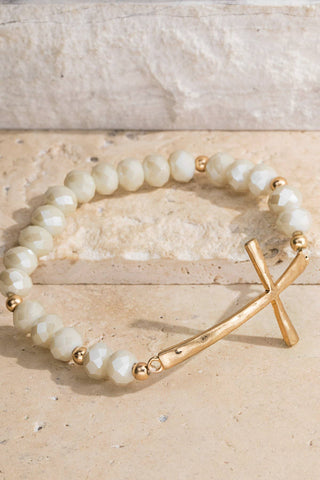 Hammered Metal Cross Bracelet
