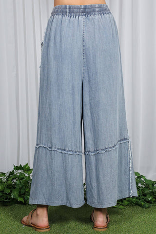 Washed Chambray Denim Crop
