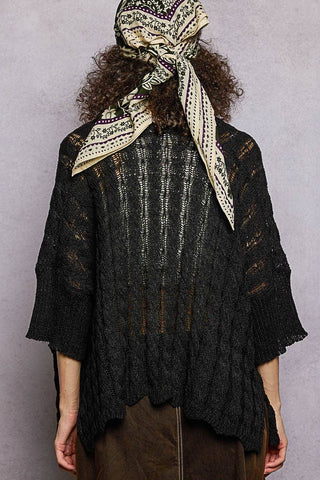 Short Sleeve Cable Acrylic Thin Sweater Cardigan