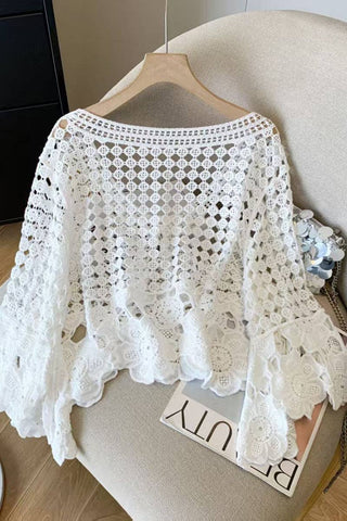 Crochet Open-Knit Blouse