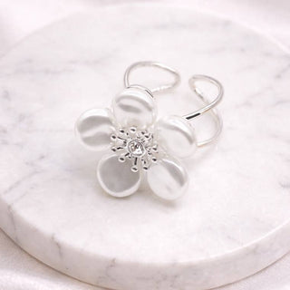 Pearl Flower Adjustable Ring