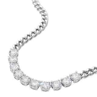 Round-Cut Solitaire CZ Stone Link Necklace