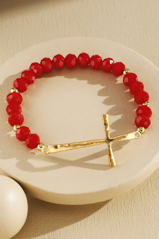 Beaded Cross Stretch Bracelet