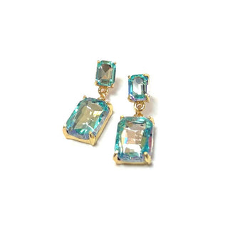 Rectangle Linked Crystal Glass Earrings