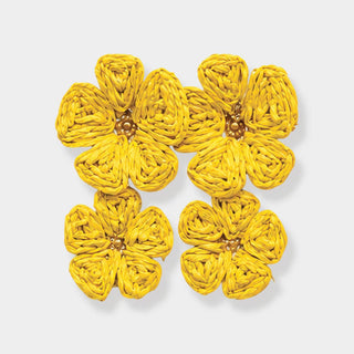 Woven Raffia Flower Statement Earrings