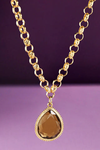 Amber Teardrop Pendant Necklace