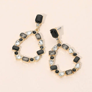 Stone Cluster Teardrop Earrings